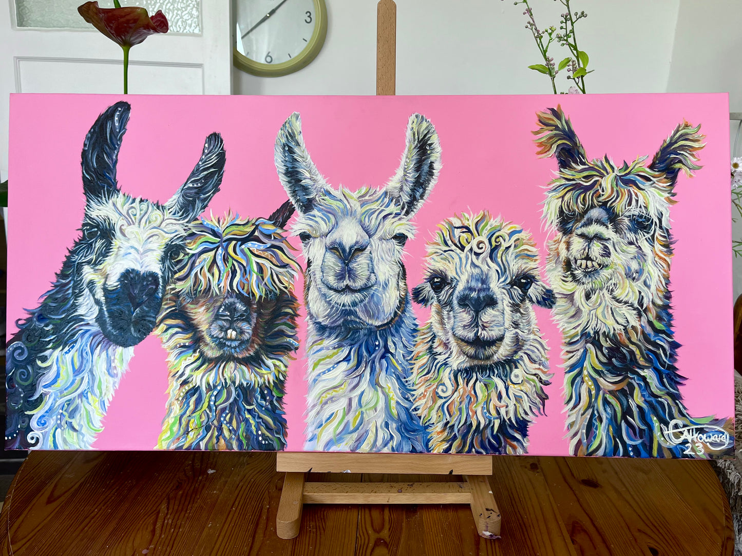 Llama Drama - Hand embellished, limited edition canvas print