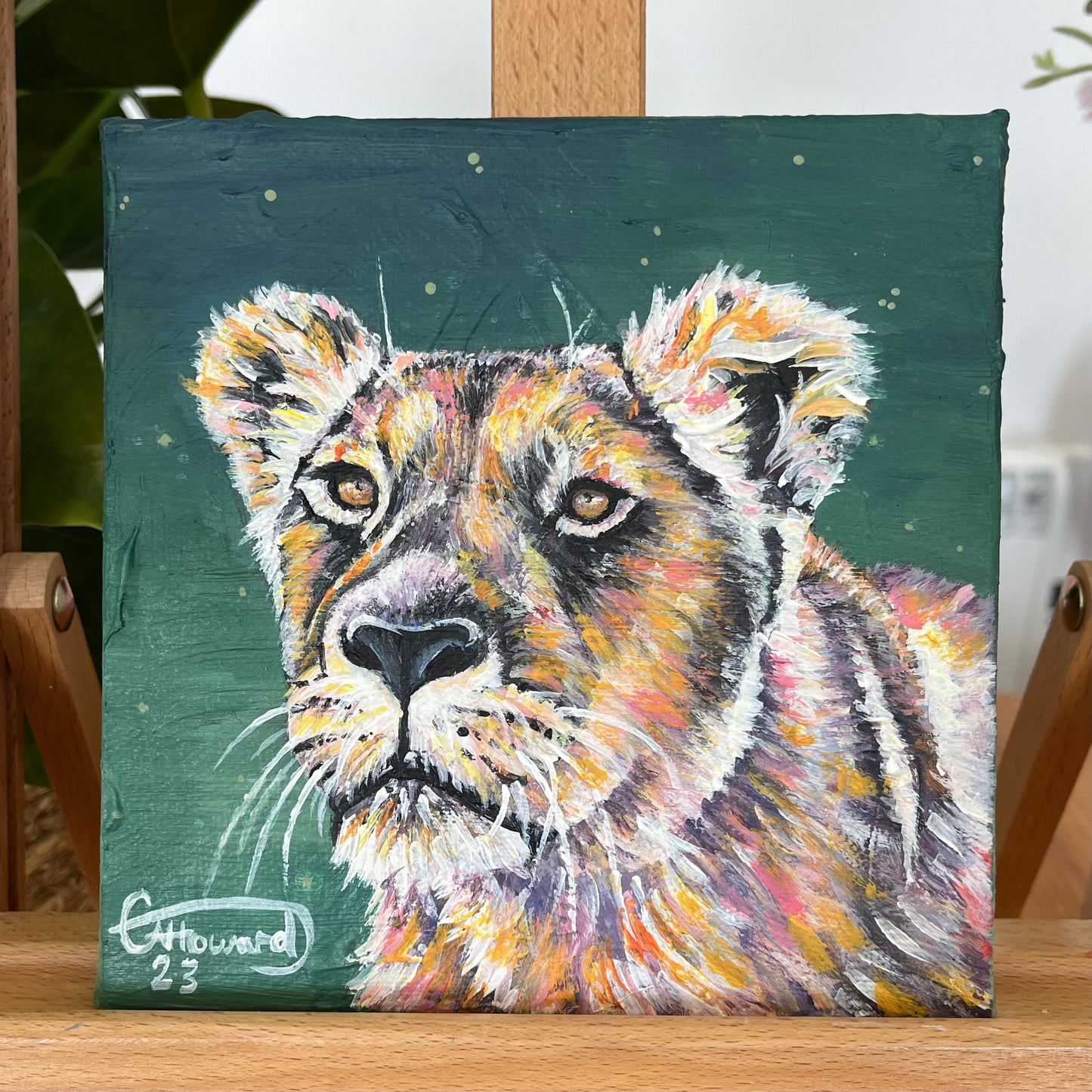 Savhuti the lioness - ORIGINAL PAINTING 15x15cm