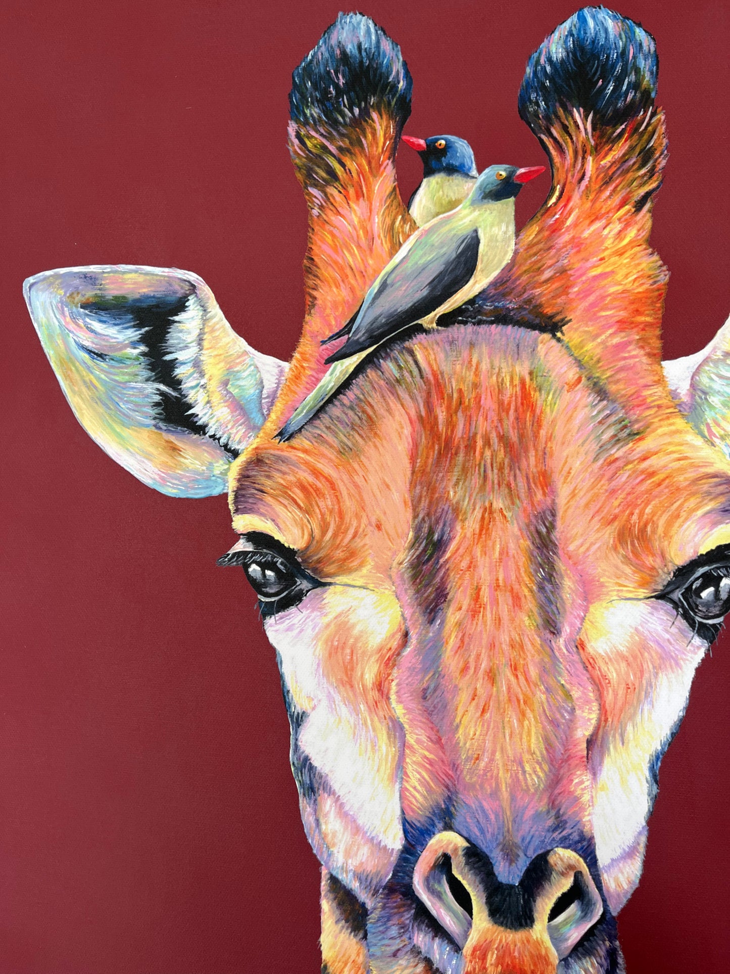 Georgina the Giraffe - Hand Embellished, limited edition canvas print
