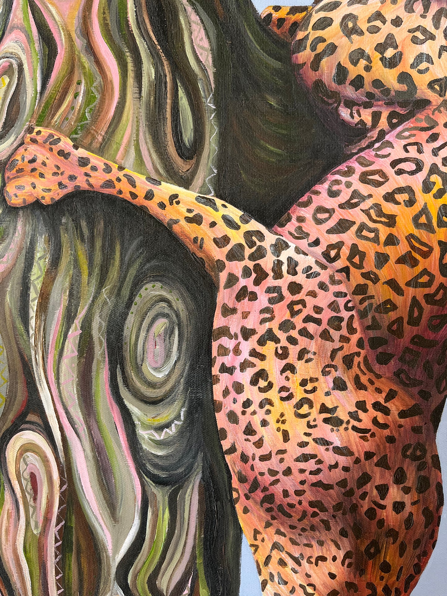 Kojo the leopard - Hand Embellished, limited edition, canvas print