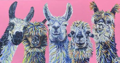 Llama Drama - Hand embellished, limited edition canvas print