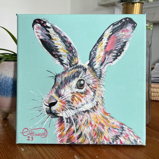 Harriet the Hare - Original painting 20x20cm