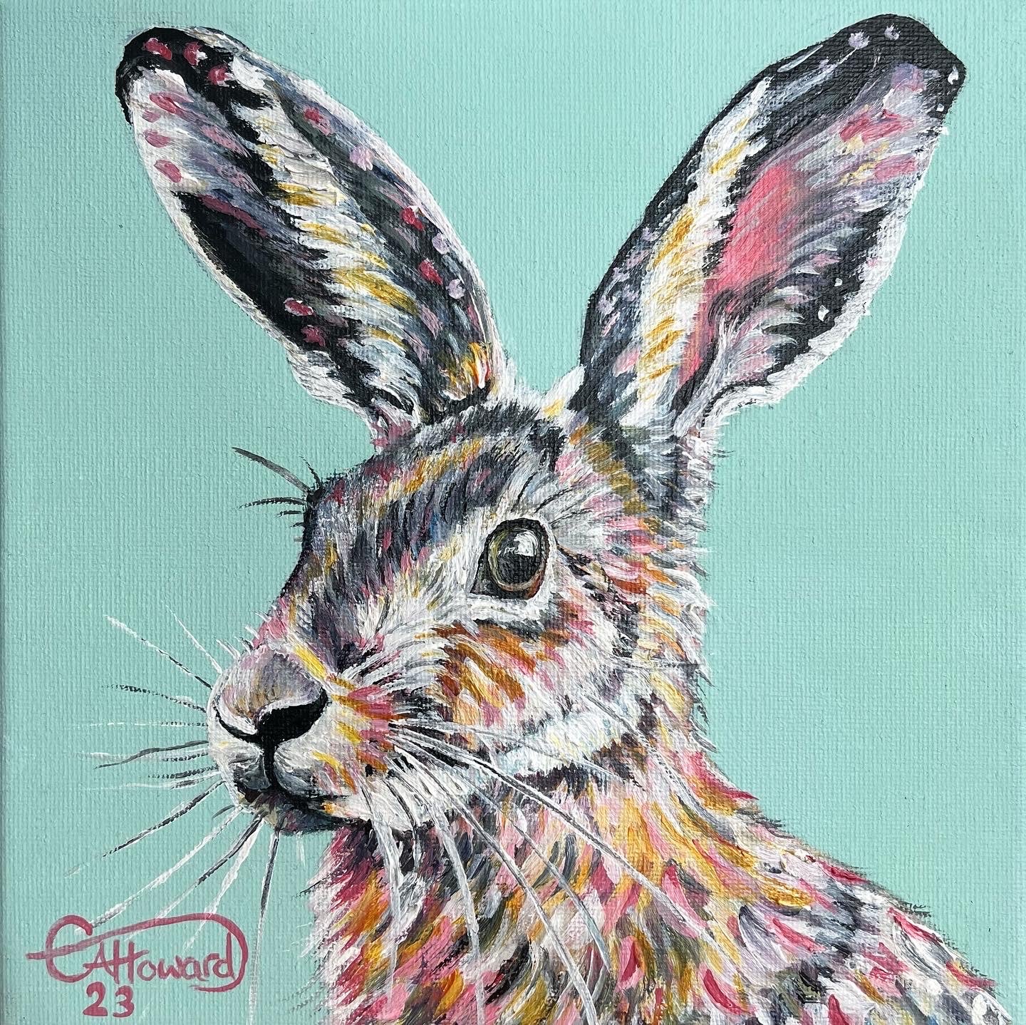 Harriet the Hare - Original painting 20x20cm