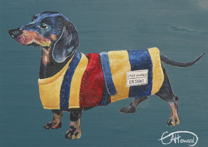 'George the Dachshund' Original Painting A4 framed