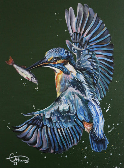 Charlie the Kingfisher - Hand embellished, limited edition canvas print