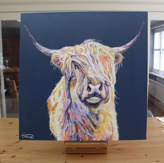 Hamish the Highland Cow - Hand embellished, Limited edition canvas print