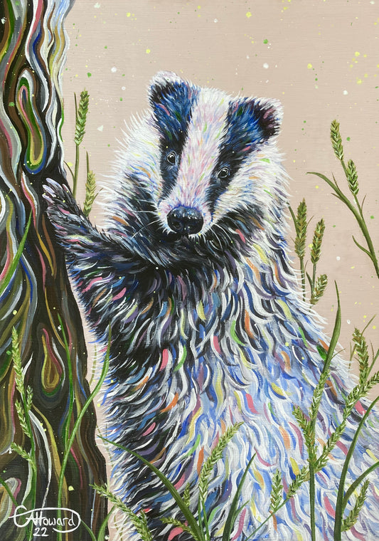 Barry the Badger - limited edition, giclée print . unmounted
