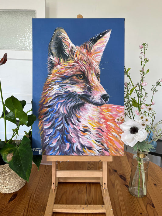 Ferguson the fox - Hand Embellished, limited edition canvas print