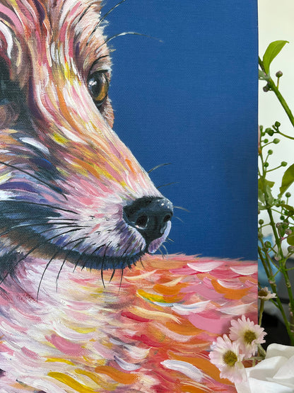 Ferguson the fox - Hand Embellished, limited edition canvas print