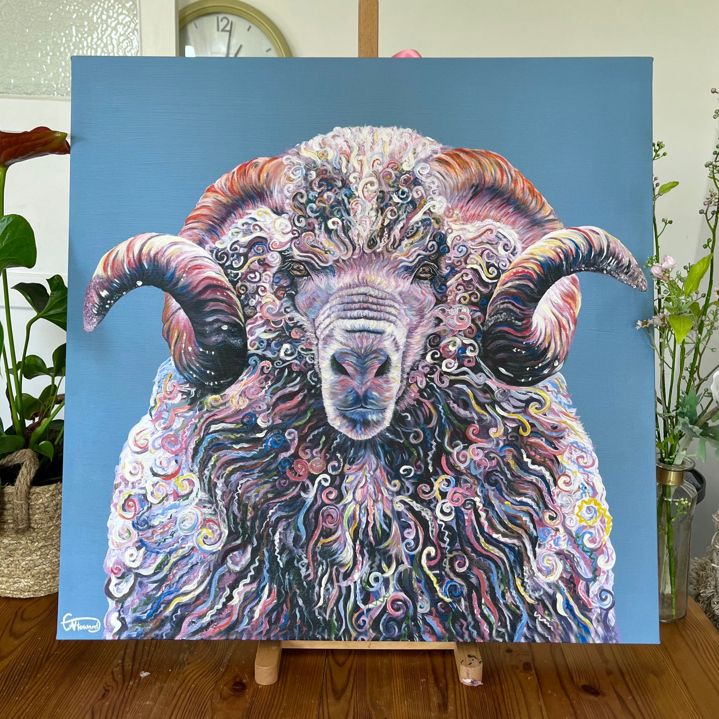 'Marvin the merino sheep' limited edition, hand embellished canvas print