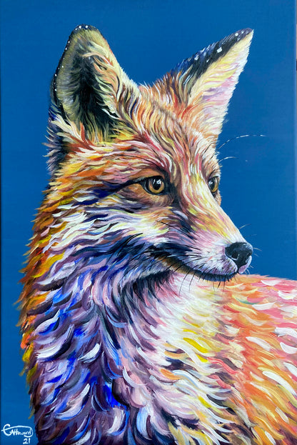 Ferguson the fox - Hand Embellished, limited edition canvas print