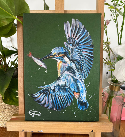 Charlie the Kingfisher - Hand embellished, limited edition canvas print