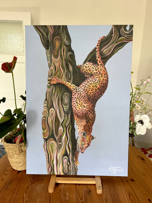 Kojo the leopard - Hand Embellished, limited edition, canvas print