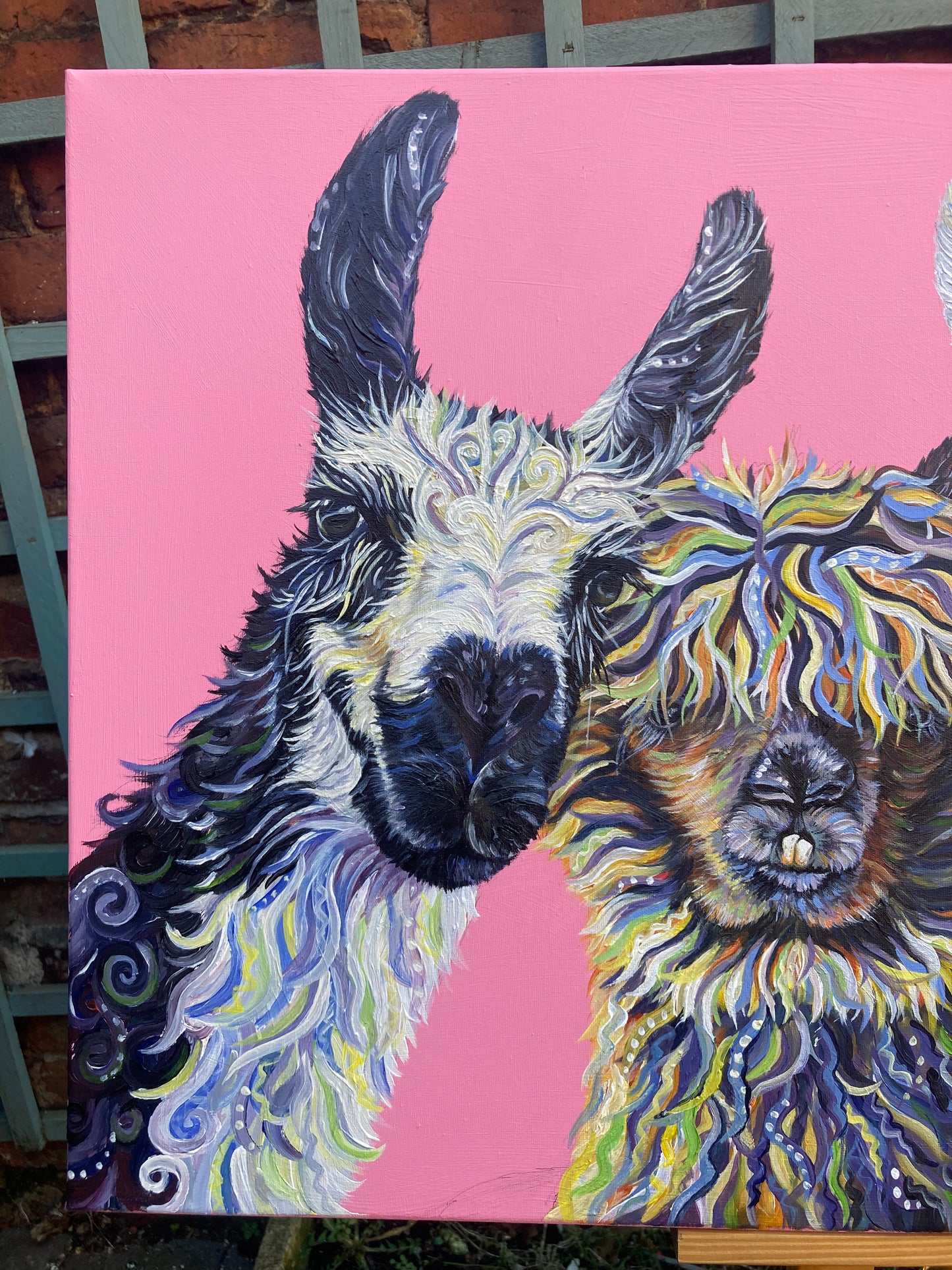 Llama Drama - Hand embellished, limited edition canvas print