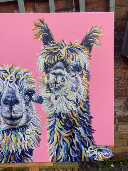 Llama Drama - Hand embellished, limited edition canvas print