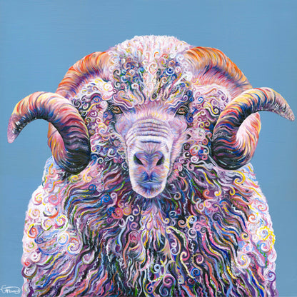 'Marvin the merino sheep' limited edition, hand embellished canvas print